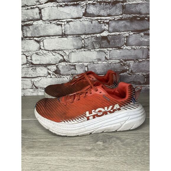 Hoka One One Rincon 2 Red Lace Up Running Shoes Men Sz 10M US/44EU 1110514-FTHS - Picture 1 of 16